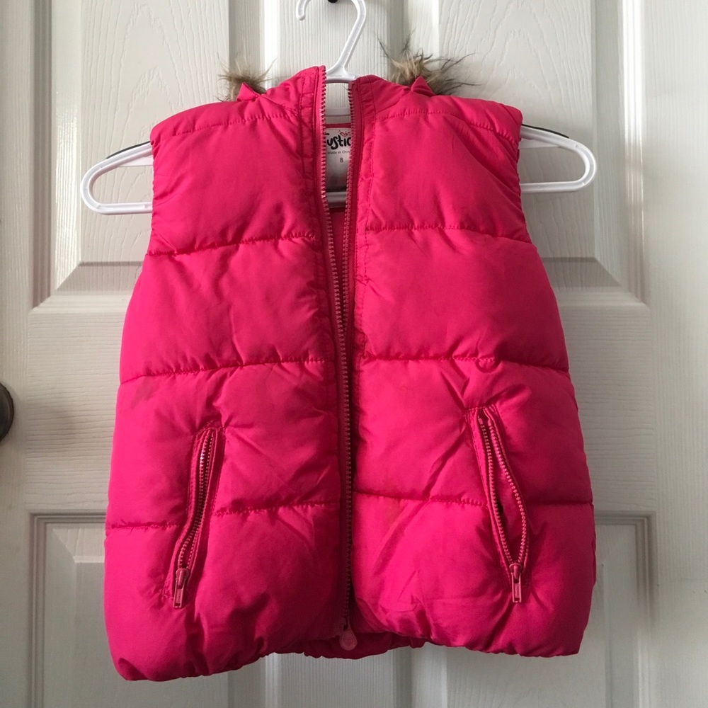 Pink justice Vest with fur hoodie
